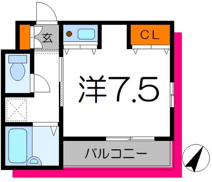 ピュアハウスSII(ワンルーム/2階)の間取り写真