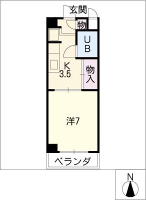 マノール原(1K/1階)の間取り写真