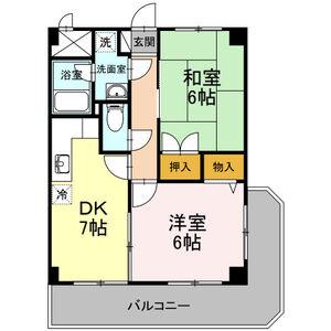 ロイヤルアルファード(2DK/4階)の間取り写真