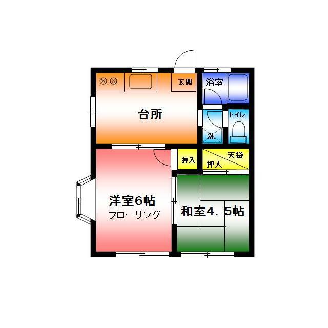サンライフ湘南(2DK/2階)の間取り写真