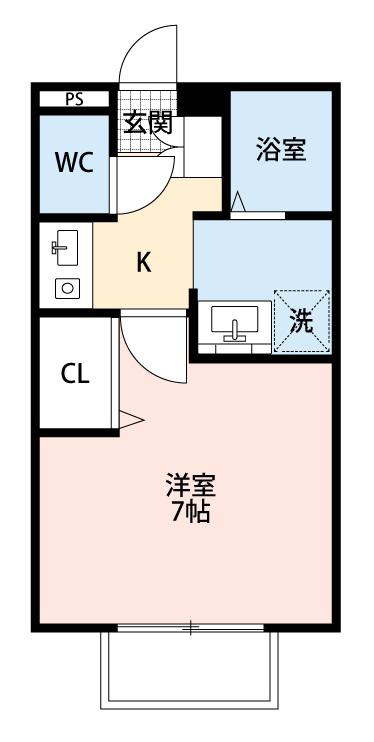 セジュールつるみ(1K/1階)の間取り写真