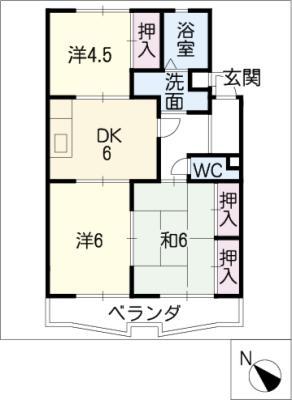 キャッスルハイツ西尾(3DK/1階)の間取り写真