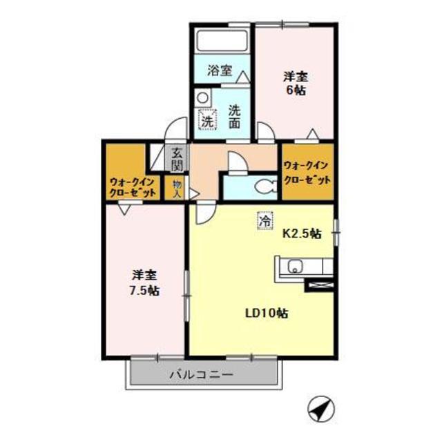 エクレールウイルモア(2LDK/1階)の間取り写真