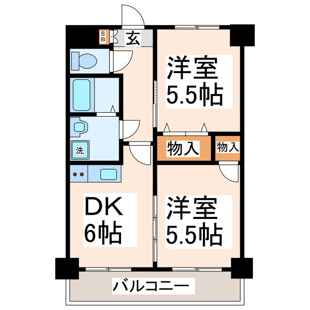 クイーンズビュー(2DK/4階)の間取り写真