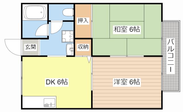 インパルス21(2DK/1階)の間取り写真