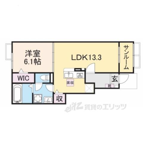 デスパシオ氷上1(1LDK/1階)の間取り写真