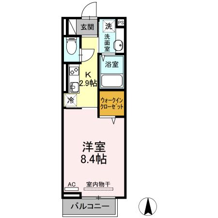 D-ROOM本町(1K/2階)の間取り写真