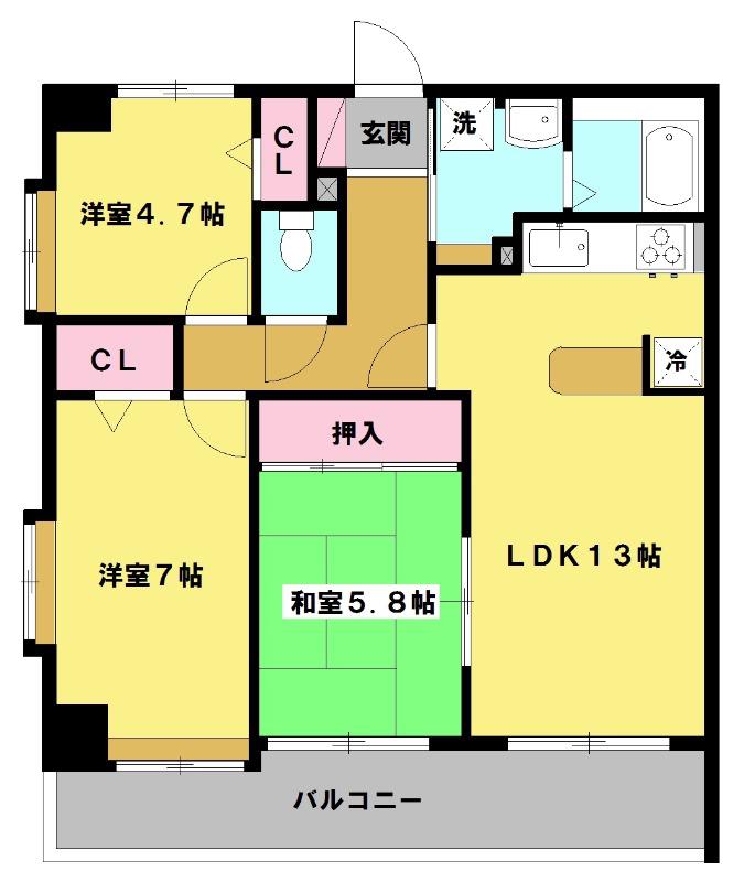ラ・ヴィラヴェルデ平塚(3LDK/9階)の間取り写真
