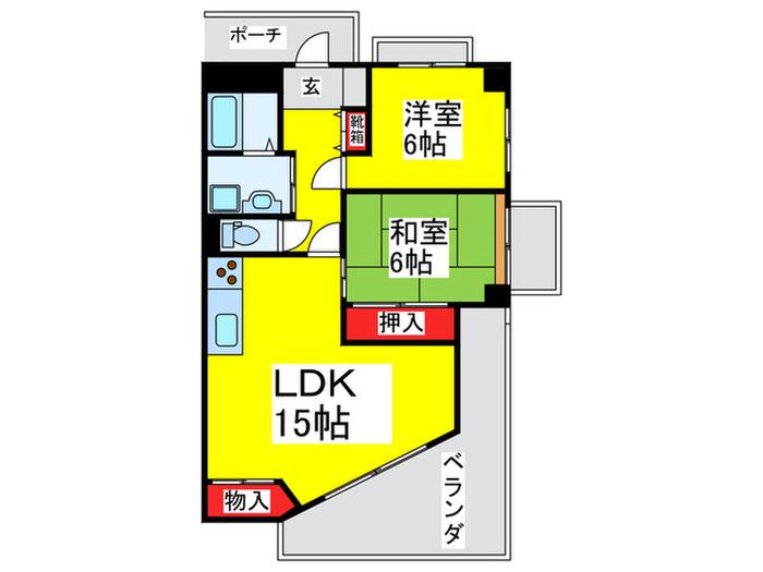 ウインザー皐月(2LDK/4階)の間取り写真