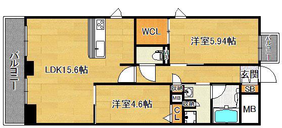 ソフィット岬(1SLDK/6階)の間取り写真
