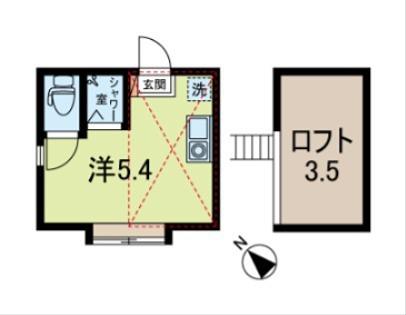 ホリノウチアパートメント(ワンルーム/1階)の間取り写真