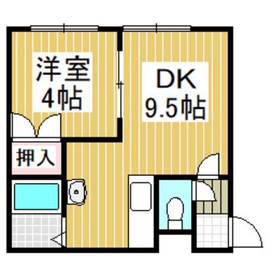 ベルルーアプロム(1DK/2階)の間取り写真