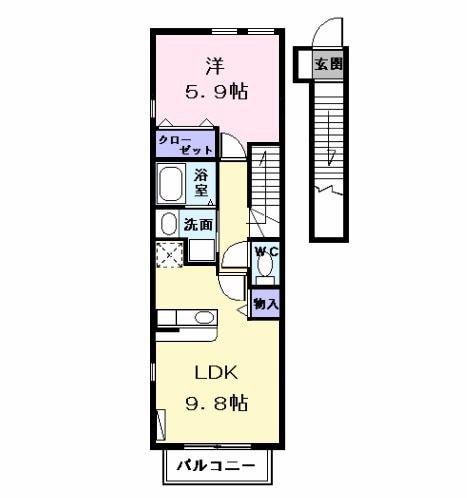 フルーヴ菊水I(1LDK/2階)の間取り写真