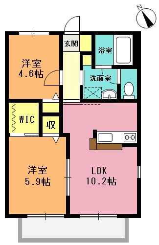 ラ・フランス(2LDK/2階)の間取り写真