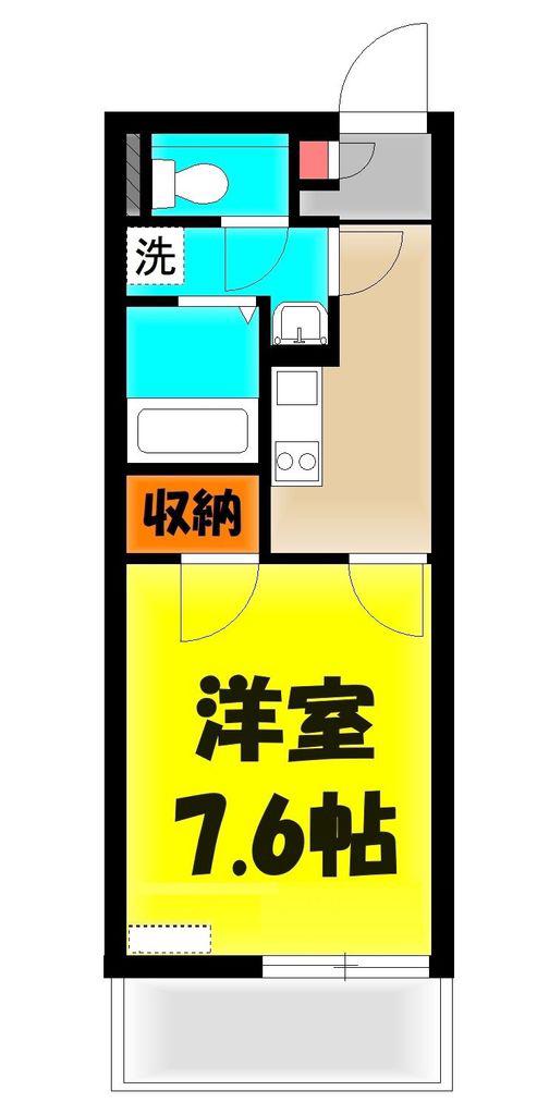 ルナルミエール越谷(1K/1階)の間取り写真