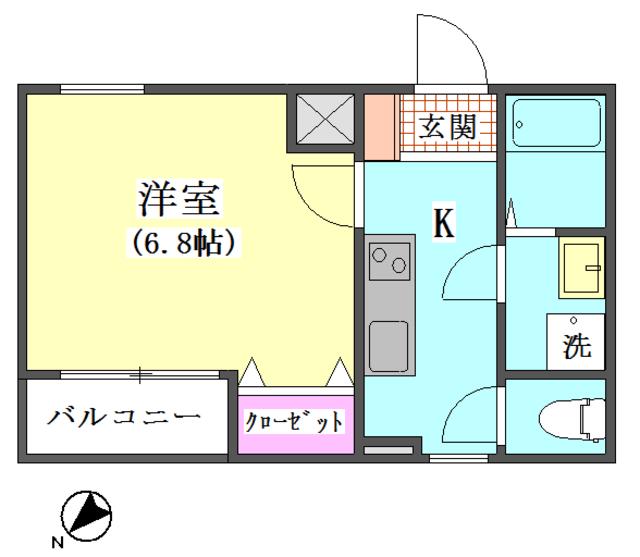 エメラルドブルー久が原(1K/1階)の間取り写真