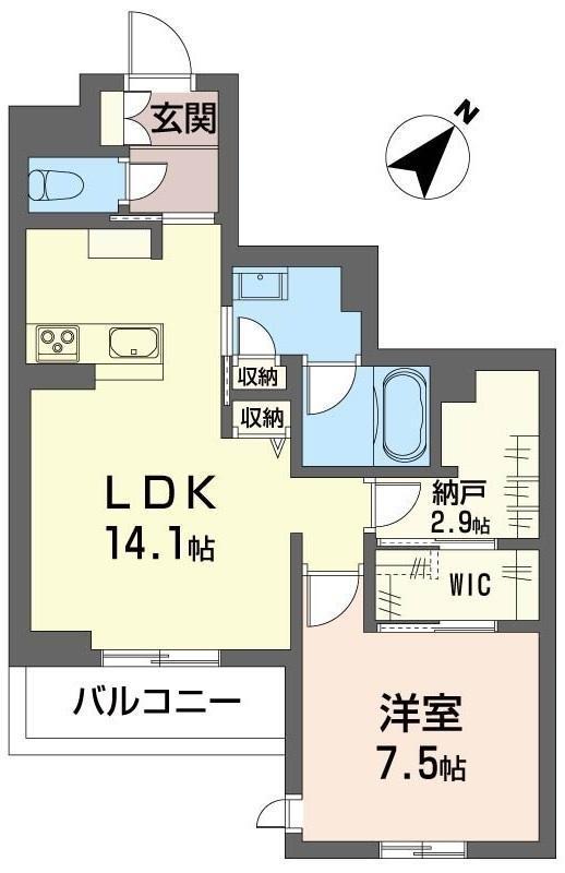 ヴェルジェ・ミリュー(1SLDK/1階)の間取り写真