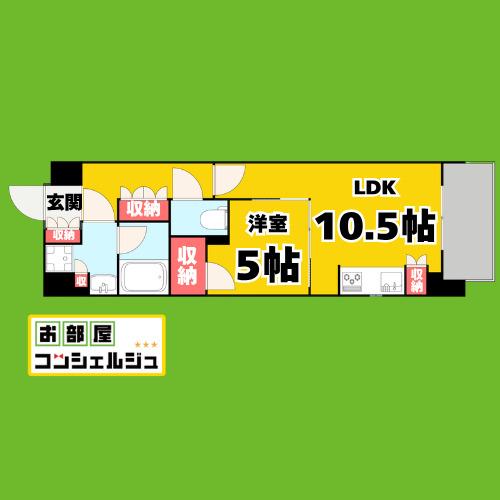 レーベン千種吹上AVANCA(1LDK/2階)の間取り写真