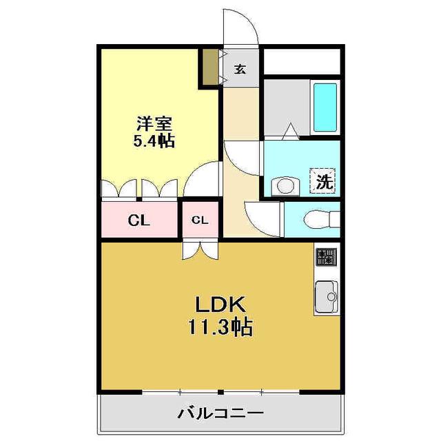 ネオクレスト I(1LDK/1階)の間取り写真