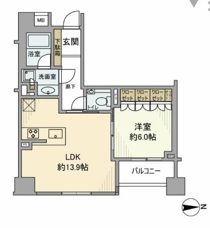 南青山マスターズハウス(1LDK/6階)の間取り写真