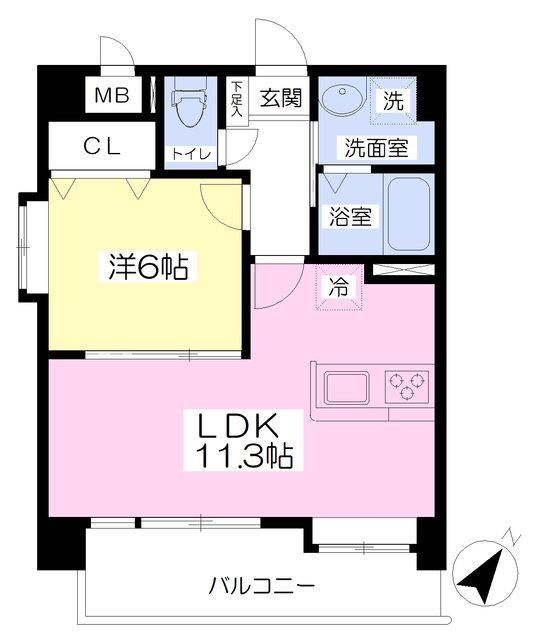サージュ保田窪(1LDK/5階)の間取り写真