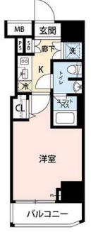 ジェノヴィア新宿御苑グリーンヴェール(1K/6階)の間取り写真