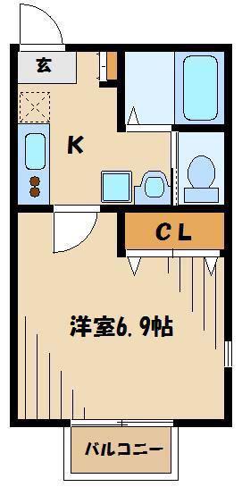 ビブレ秋津(1K/2階)の間取り写真