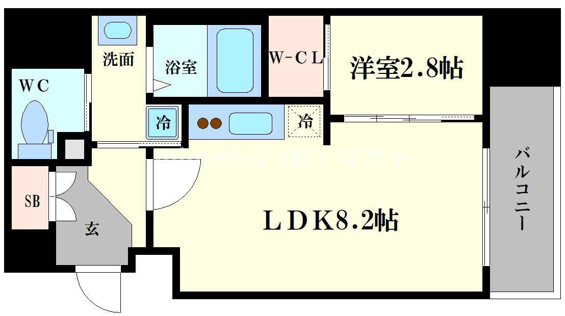 エスグランデ難波サウス(1LDK/7階)の間取り写真