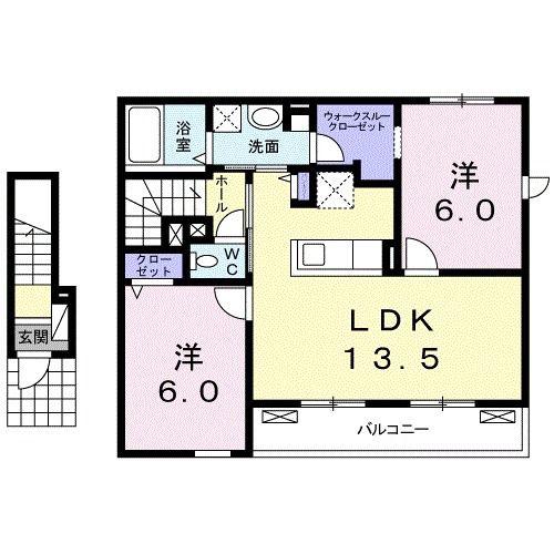サンパティークA(2LDK/2階)の間取り写真