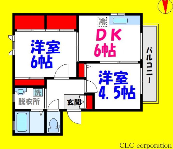 リュミエール・デュ・ソレイユ(2DK/2階)の間取り写真