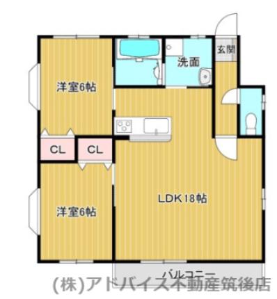 ドリームマンション(2LDK/3階)の間取り写真