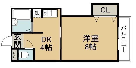 パレス南佐古八番館(1K/3階)の間取り写真