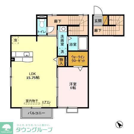 フラットゥ伊東(1LDK/2階)の間取り写真