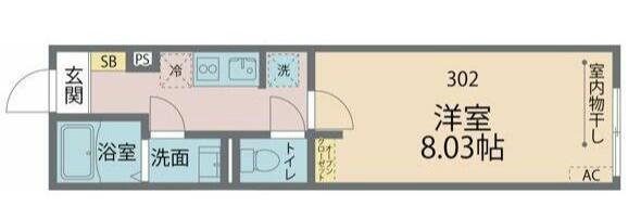 カインドネスみずほ台ノース(1K/3階)の間取り写真