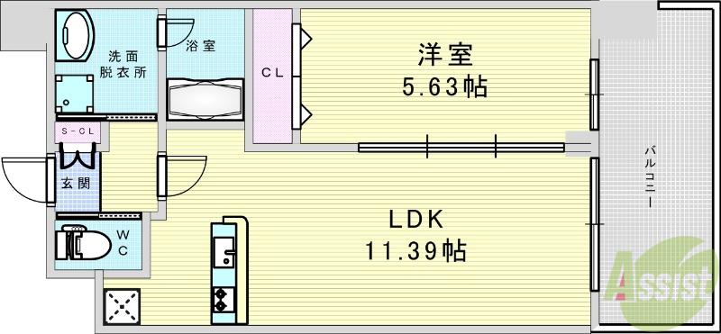 プレジオ塚本ASIAN(1LDK/6階)の間取り写真