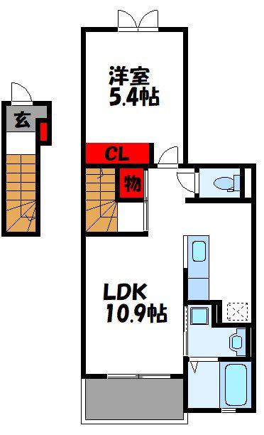 レジデンス大門II(1LDK/2階)の間取り写真
