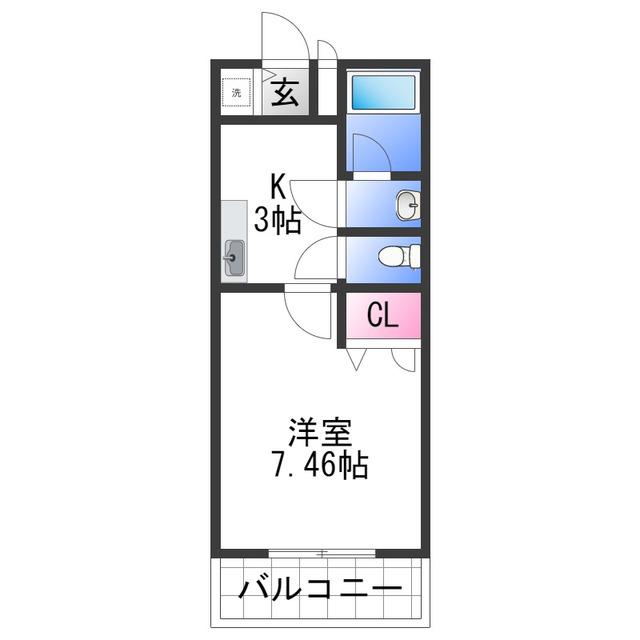 グリーンフォーリスト(1K/2階)の間取り写真