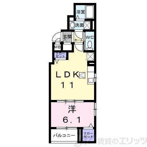 パーチェ エテルノI(1LDK/2階)の間取り写真