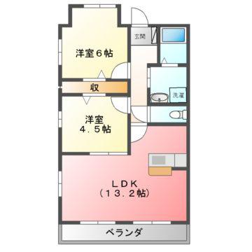パルコート(2LDK/7階)の間取り写真