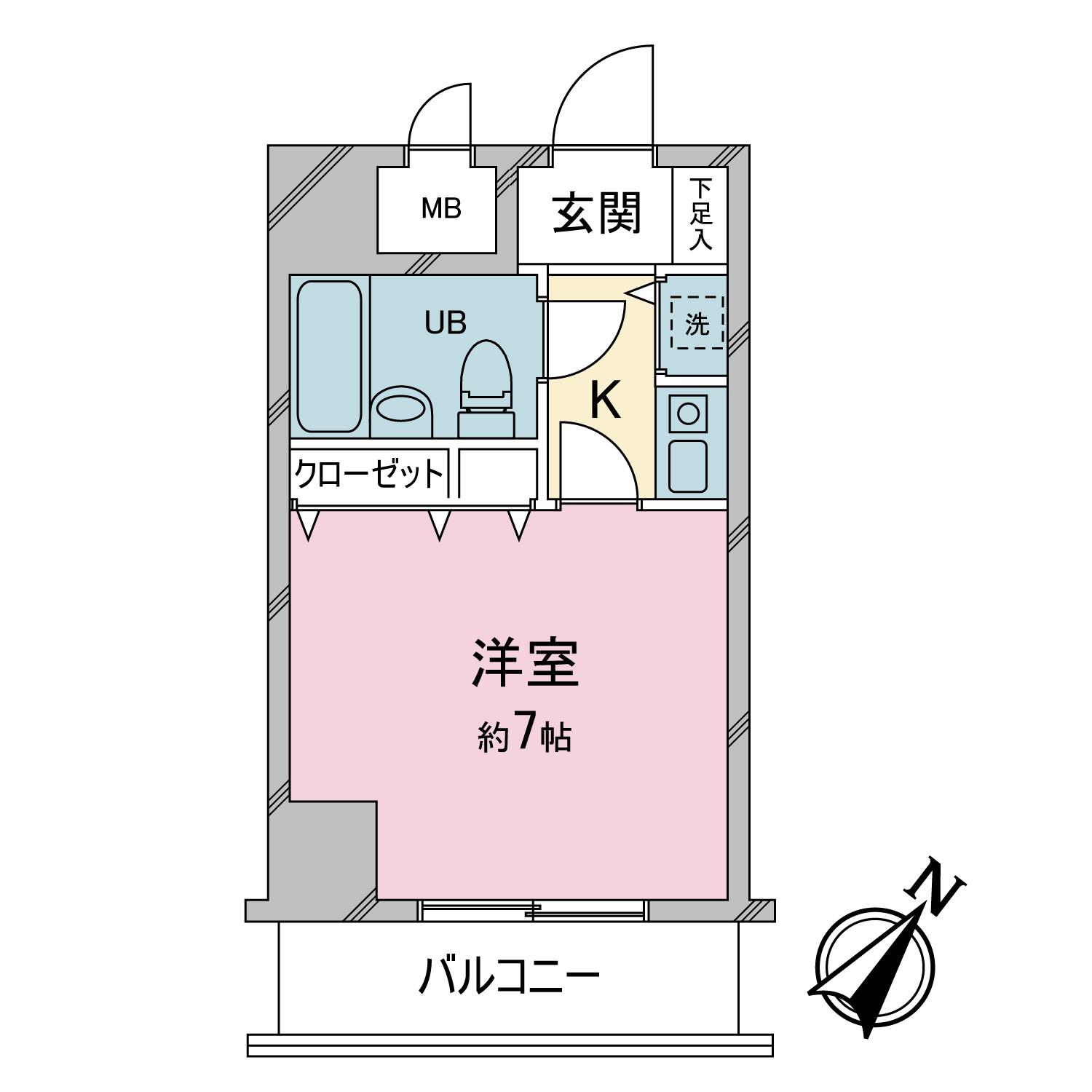 ダイヤモンドスクエア新所沢(1K/4階)の間取り写真