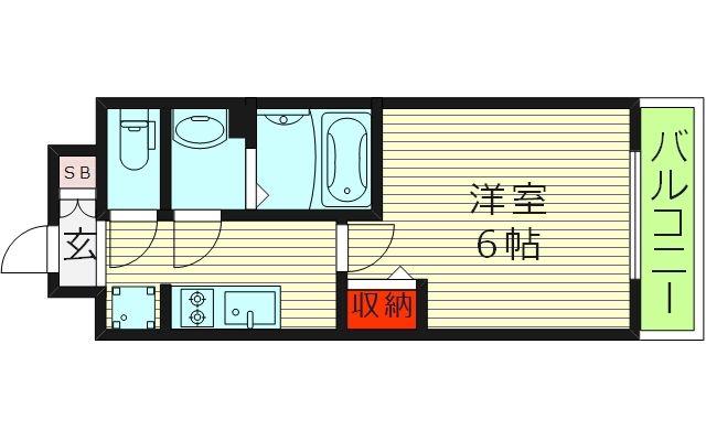 グランカリテ大阪城イースト(1K/6階)の間取り写真
