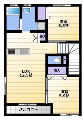 CASA DI ORANGE(2LDK/2階)の間取り写真