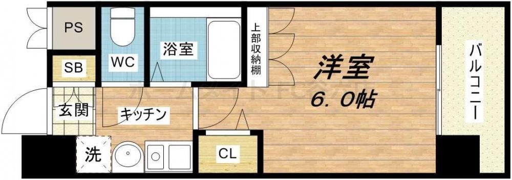 ラナップスクエア上本町(1K/3階)の間取り写真