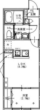 ケイアイレジデンス西所沢3(1LDK/2階)の間取り写真