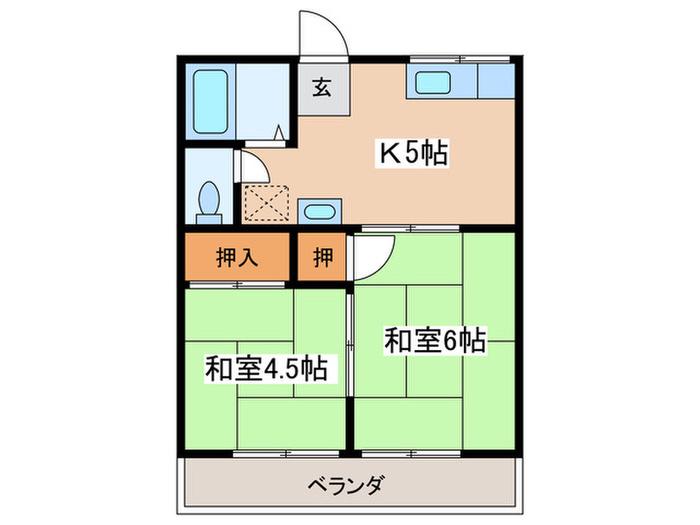 エスポワールII(2K/2階)の間取り写真