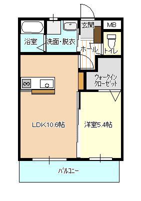 ソレイユ51(1LDK/1階)の間取り写真