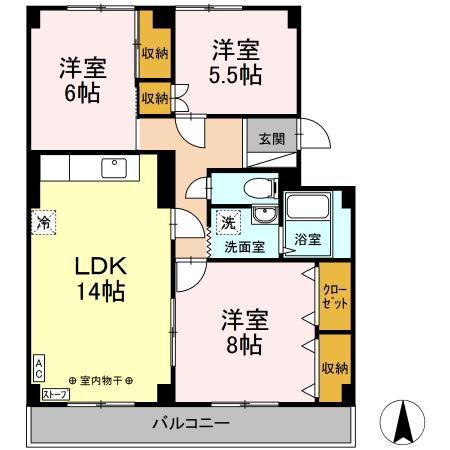 コンフォート桂木(3LDK/2階)の間取り写真