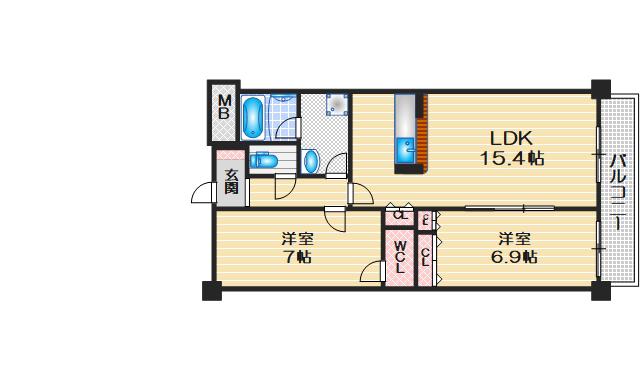 メディオ山田(2LDK/3階)の間取り写真