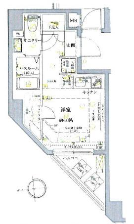 クレヴィスタ池袋本町(ワンルーム/4階)の間取り写真