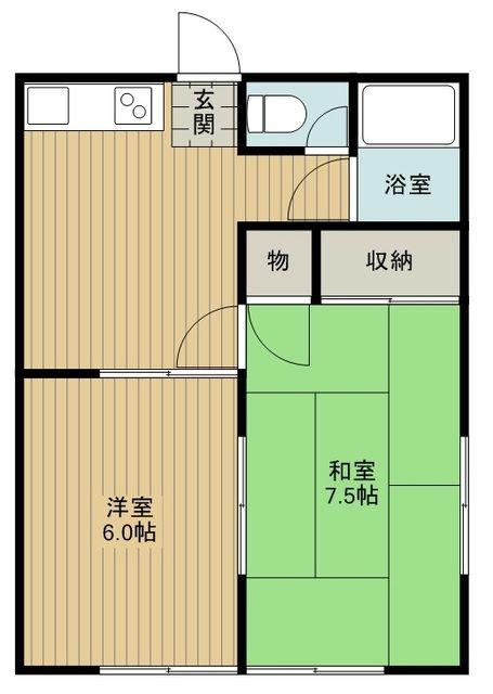 北原ハイツ(2DK/2階)の間取り写真